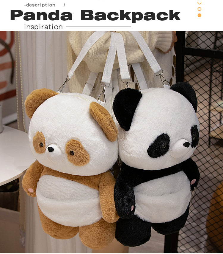 Mochila de Pelúcia Panda Multicolorida